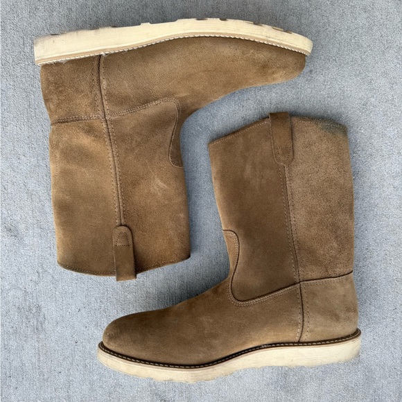 Brown Suede Boots Men’s 12D Round Toe - Picture 1 of 6